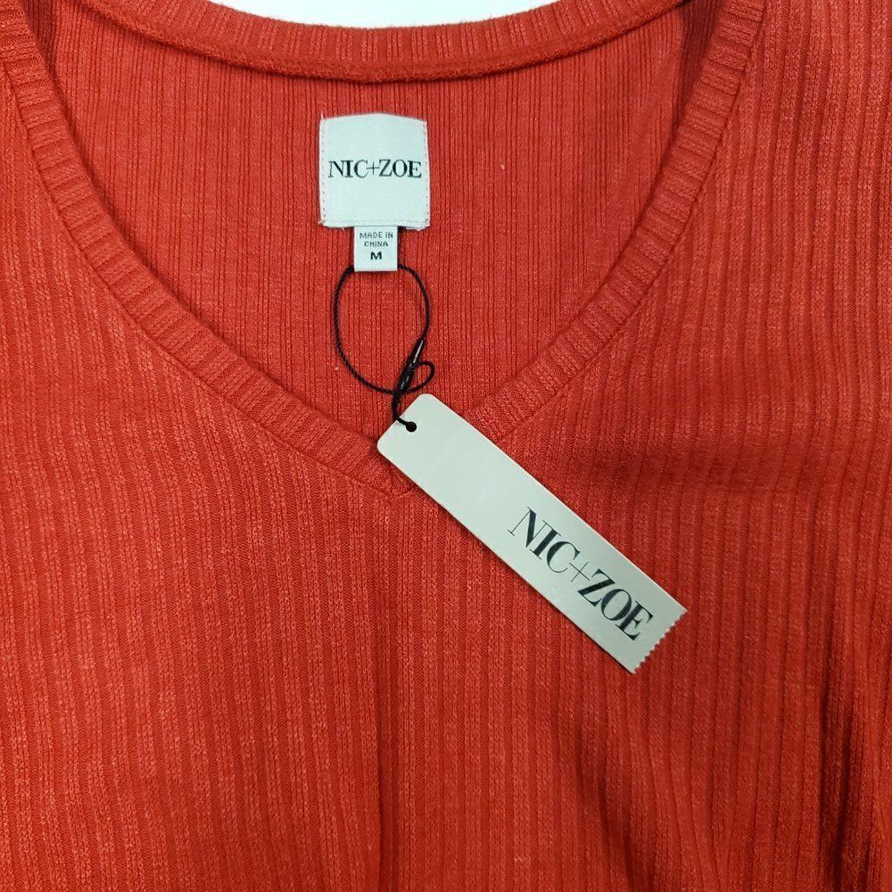 NIC+ZOE Cozy Long Sleeve Rib Knit Twist Top Pop Red Medium - Picture 11 of 12